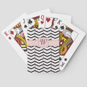 Cartes à jouer Chevron Noir Blanc et Rose