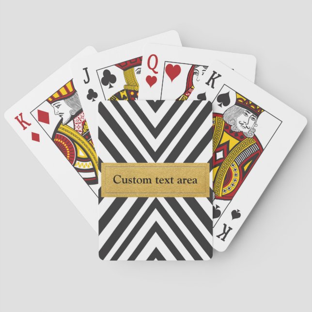 Cartes à jouer chic noir et blanc aux lignes moder (dos)