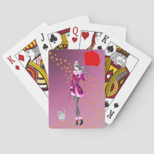 Cartes à jouer Chien & Dame Feuilles d'Automne