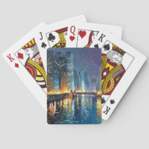 Cartes à jouer City Lights Waterfront Skyline