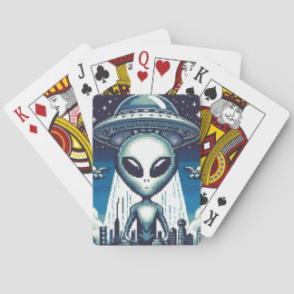 Cartes à jouer d'alien 8 bits