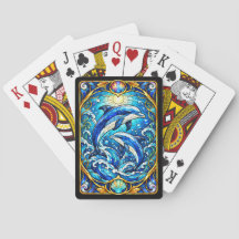 Cartes à jouer Dauphins en Verre Coloré