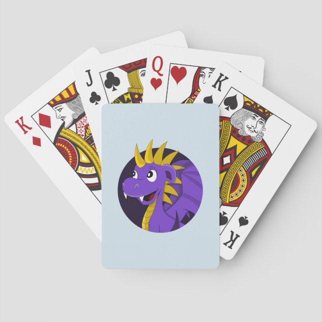 Cartes à jouer de dragon violet de dessin animé (dos)