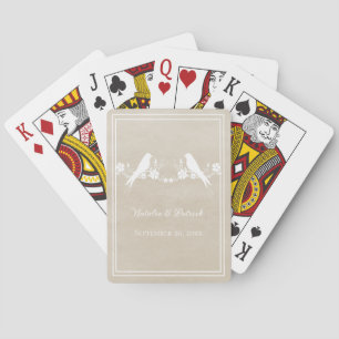 Cartes à jouer de mariage florales Beige pour les