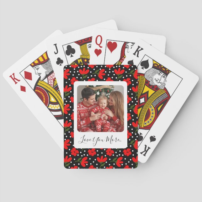 Cartes à jouer florales avec photo et message pers (dos)