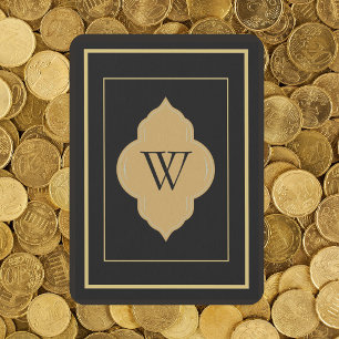 Cartes à jouer initiales en or noir personnalisées