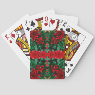 Cartes à jouer kaléidoscope floral rouge 