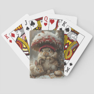 Cartes à jouer Lapins mignons sous champignon d'hi