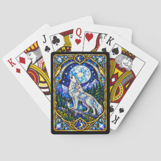 Cartes à jouer Loup en vitrail