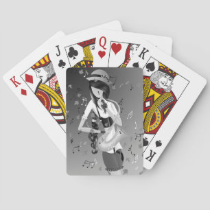 Cartes à jouer monochromes de saxophoniste clown
