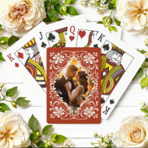 Cartes à jouer photo romantique rouge rouille