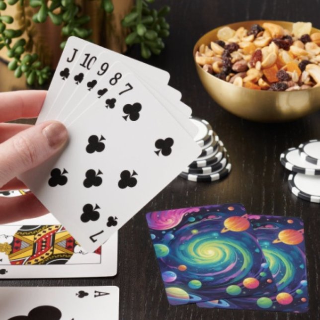 Cartes à jouer Planetary Spin  (Neon Galaxy Space Playing Cards Poker type playing cards Easy shuffle smooth card stock. 2.5" x 3.5.)