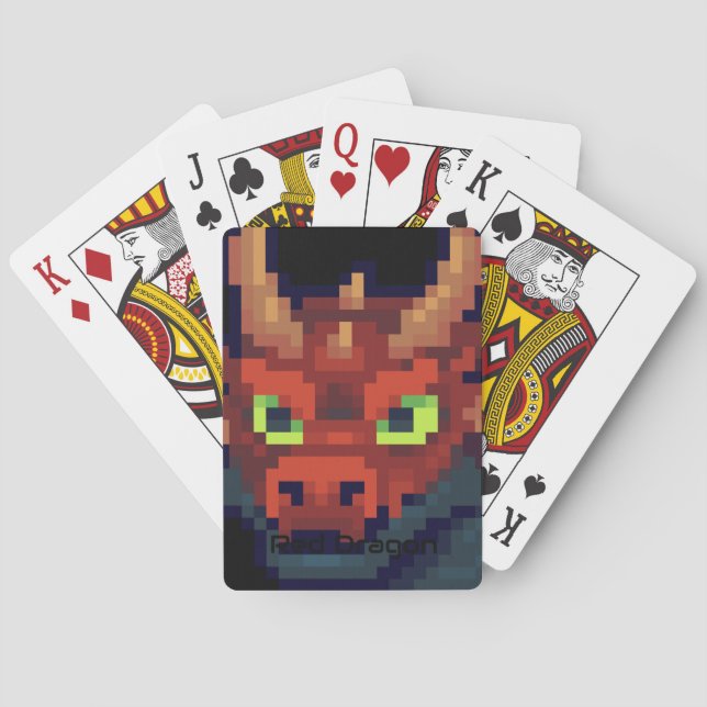 Cartes à jouer Red Dragon Pixel Art (dos)