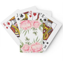 Cartes à jouer roses roses aquarelle tendance fleu