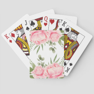Cartes à jouer roses roses aquarelle tendance fleu