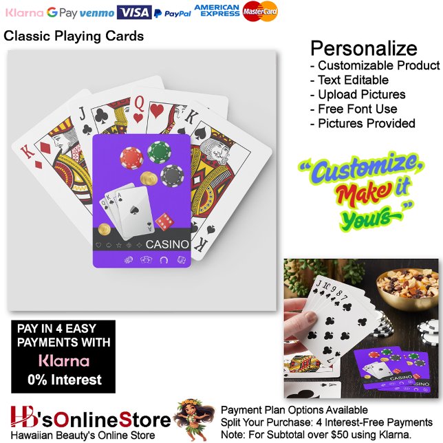 Cartes à jouer Royal Flush Fond Violet (Royal Flush Classic Playing Cards Purple Background.)