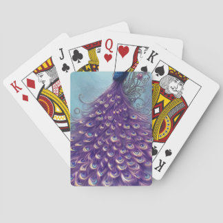 cartes à jouer uniques avec queue violette, paon