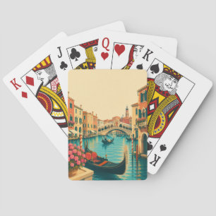 Cartes à jouer Venise Italie Gondole Vintage Voyag