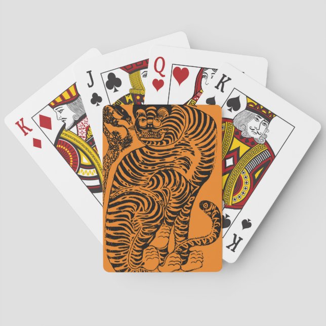 Cartes à jouer Vintage Tiger – Gravure sur bois ja (dos)