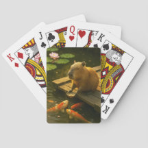 Cartes à jouer Zen Capybara à l'étang de Koi