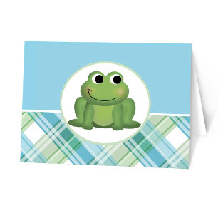 Cartes à notes personnalisées Cute Frog Blue Green