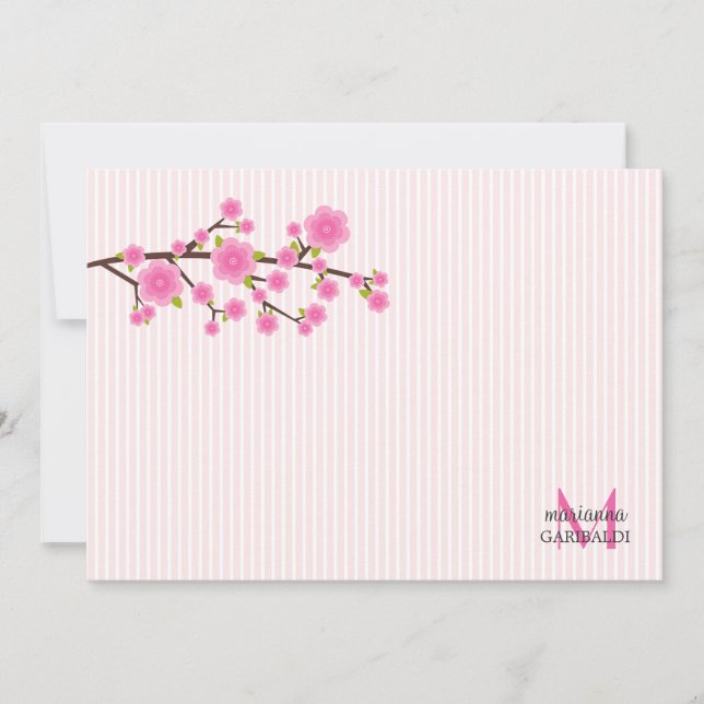 Cartes à notes personnalisées Fille rose Fleur de  (Devant)