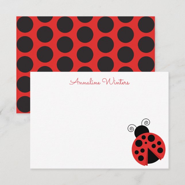 Cartes à notes personnalisées Poka Dot Ladybug (Devant / Derrière)