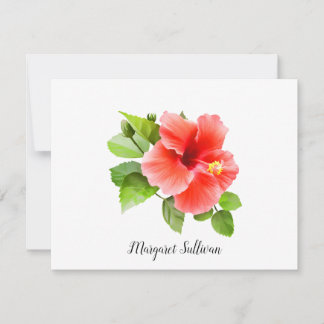 Cartes à notes personnalisées Red Hibiscus Flower