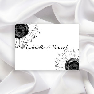 Cartes à notes plates Mariage de tournesol noir et