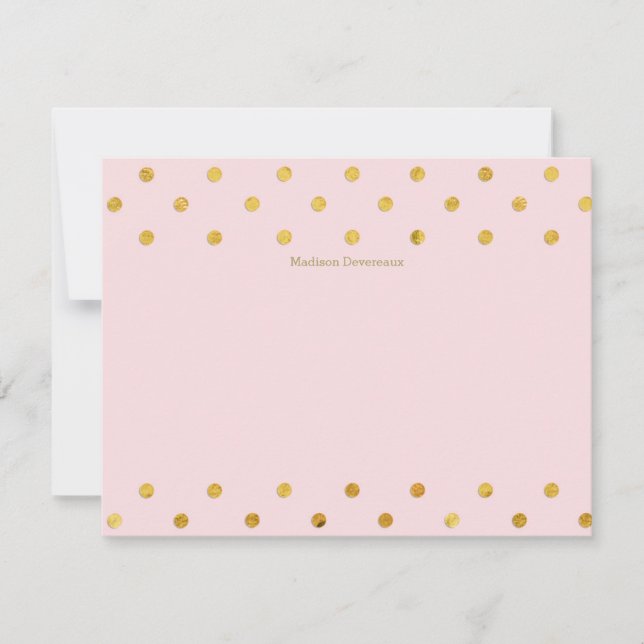 Cartes à notes plats Chic Pois Rose & Or (Devant)