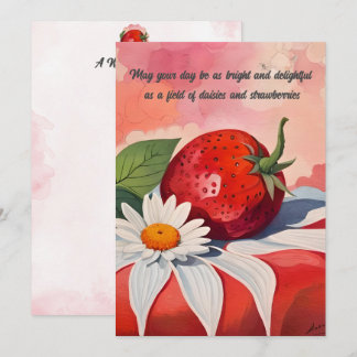 Cartes à notes plats pour marguerite et fraise