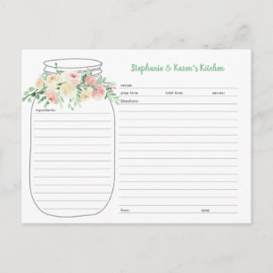 Cartes à recette neuves pour le pot Mason Floral S