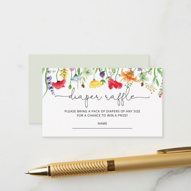 Cartes à roulettes fleurs sauvages Baby showers de (Devant/Arrière en situation)
