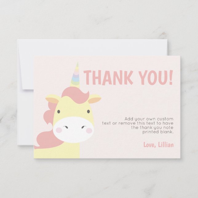 Cartes adorables de Merci de licorne (Devant)