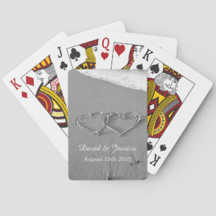 Cartes Aimer les coeurs dans le jeu de sable de mariage j