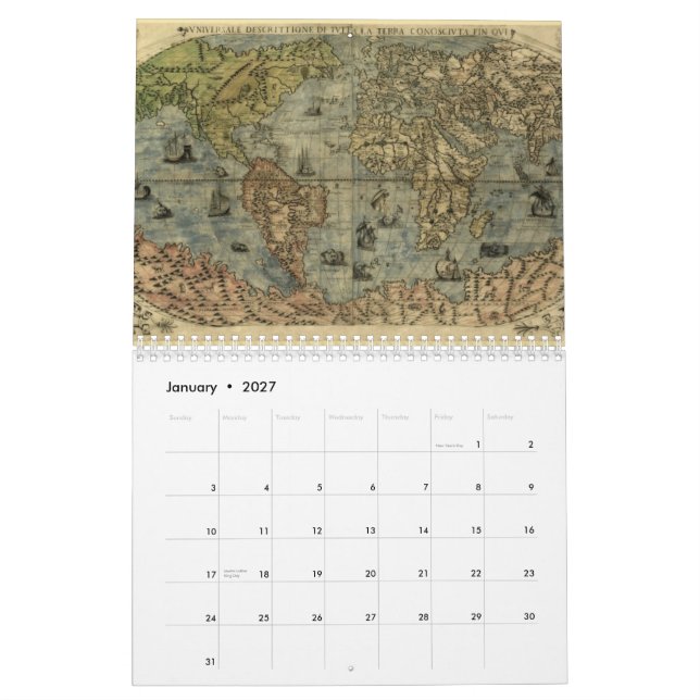 Cartes antiques du calendrier du monde (Jan 2027)