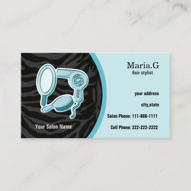 Cartes Aqua Hair Salon avec rendez-vous sur le dos (Devant)