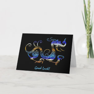 Cartes asiatiques BLEUES d'art de bonne chance de