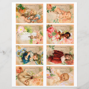 Cartes ATC pour bébé vintage Papier à scandale pou