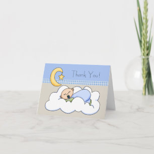 Cartes beiges bleues de Merci de bébé de nuage de