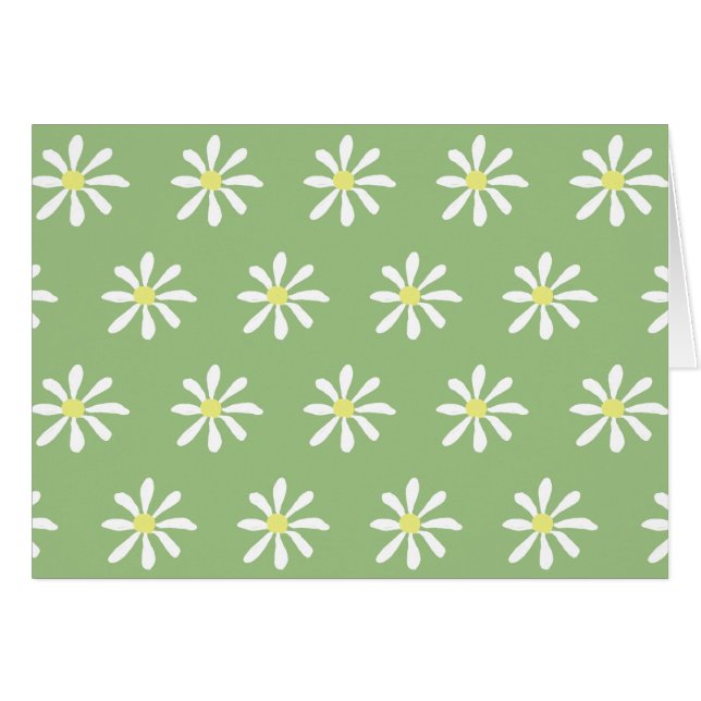 Cartes blanches Dainty Daisy (Sage Green & White) (Devant horizontal)