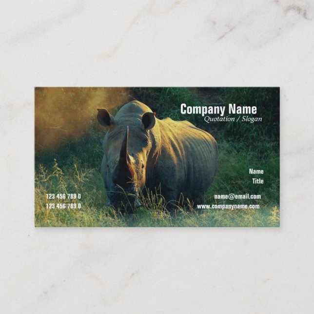 cartes blanches de profil de safari de rhinocéros (Devant)