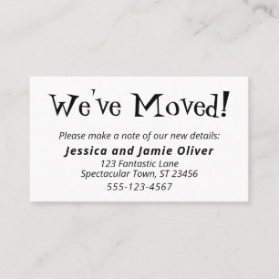 Cartes blanches "Nous avons déménagé"