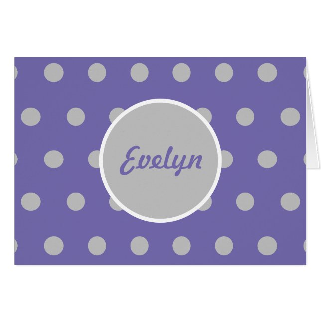 Cartes blanches Polka personnalisées (Lavande) (Devant horizontal)