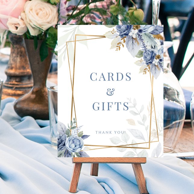Cartes bleues Dusty Cadeaux Poster (Dusty Something Blue Cards Gifts Sign Poster)
