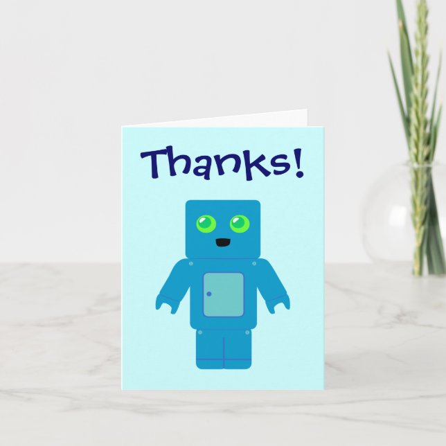 Cartes bleues mignonnes de Merci de robot (Devant)