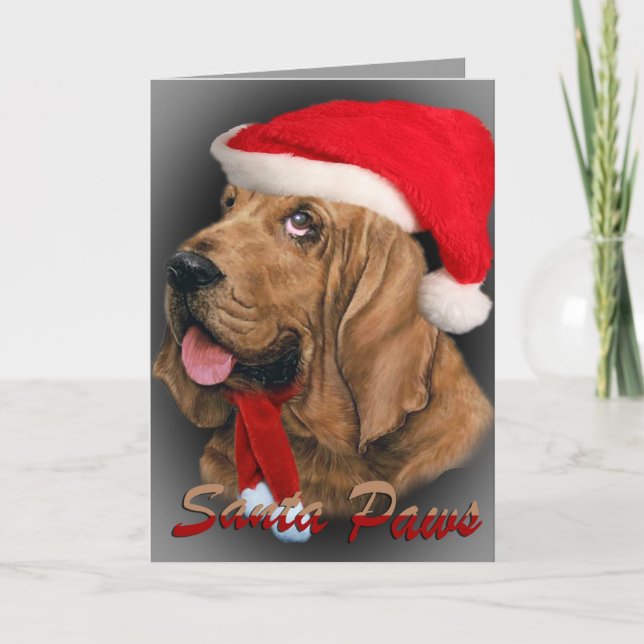 Cartes Bloodhound Père Noël Paws (Devant)