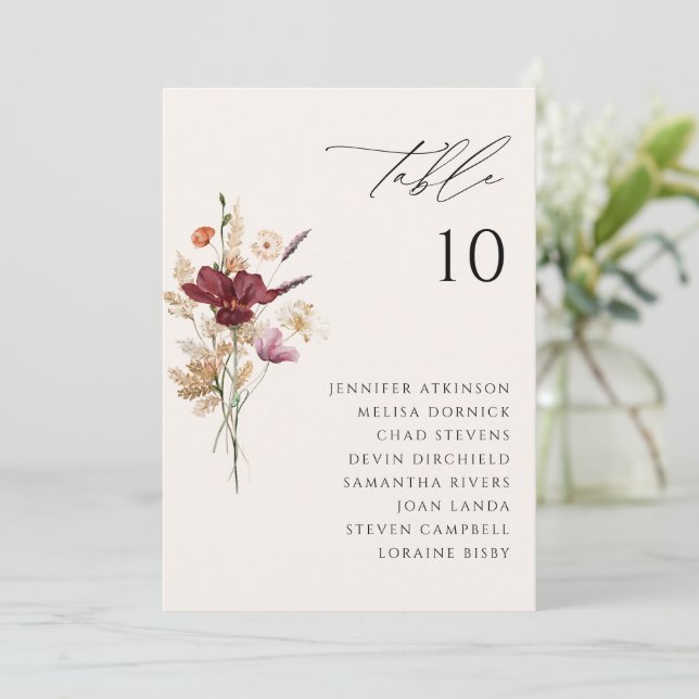 Cartes Boho Fleur sauvage Mariage de automne de si (Debout devant)