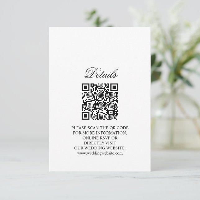 Cartes Boho Floral Mariage Rustique Code QR (Debout devant)