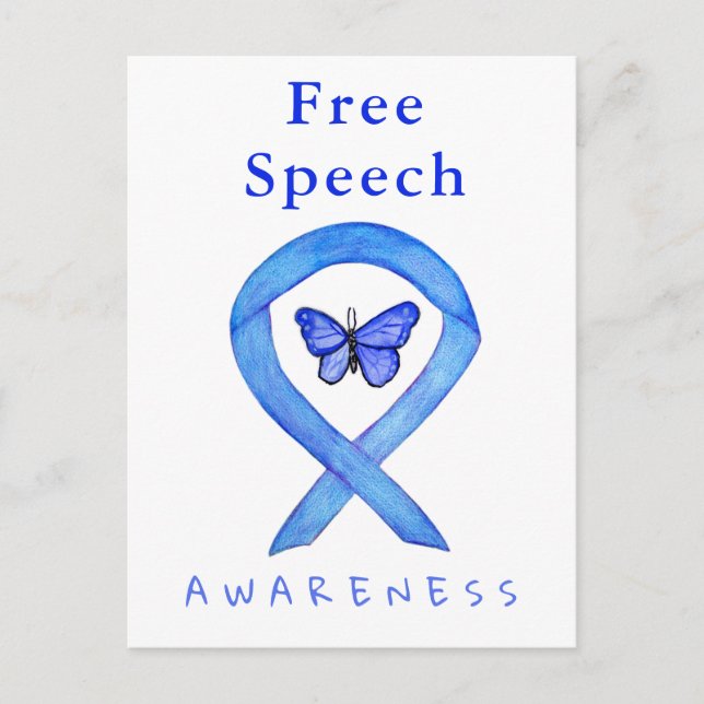 Cartes Bouton Bleu de sensibilisation à la liberté (Devant)